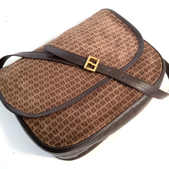 Vintage Original Fendi Suede and Leather Monogram Shoulder Bag 1980’s - Picture 8 of 11